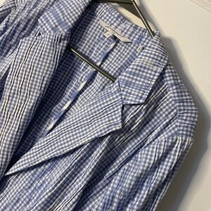 Foxcroft NYC Blue Gingham Crinkle Linen Blend Blazer Size 18 Perfect‎ Peri new